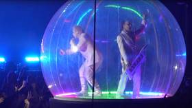 Rammstein’s Till Lindemann turns bubble boy with giant ‘coronavirus protective gear’ at Moscow gig