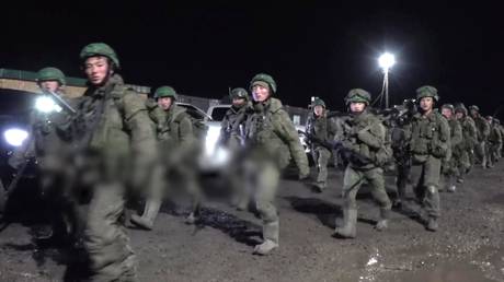 North Korean servicemen taking part in combat training amid Russia’s military operation to liberate Kursk Region from the Ukrainian forces.