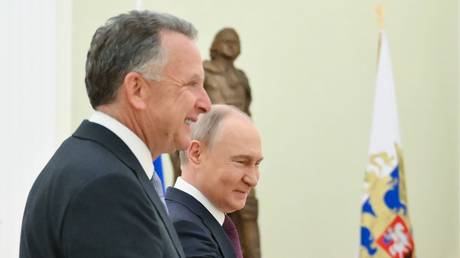 FILE PHOTO: White House special envoy Steve Witkoff meeting Russian President Vladimir Putin in Moscow, April 25, 2025.