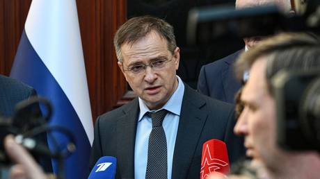 FILE PHOTO: Russia's top negotiator at the Istanbul talks, Vladimir Medinsky.