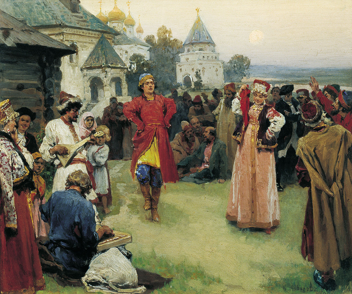 Klavdy Lebedev. “Pliaska”, 1900. Museu Estatal de Artes Kasteiev, Almati, Cazaquistão.
